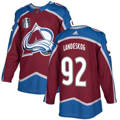 Men's Colorado Avalanche #92 Gabriel Landeskog 2022 Burgundy Stanley Cup Final Patch Stitched Jersey Men's Colorado Avalanche #92 Gabriel Landeskog 2022 Burgundy Stanley Cup Final Patch Stitched Jersey